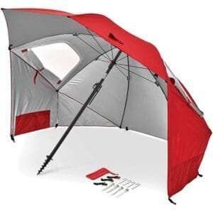 Umbrella Shelter for Sun and Rain Protection Red