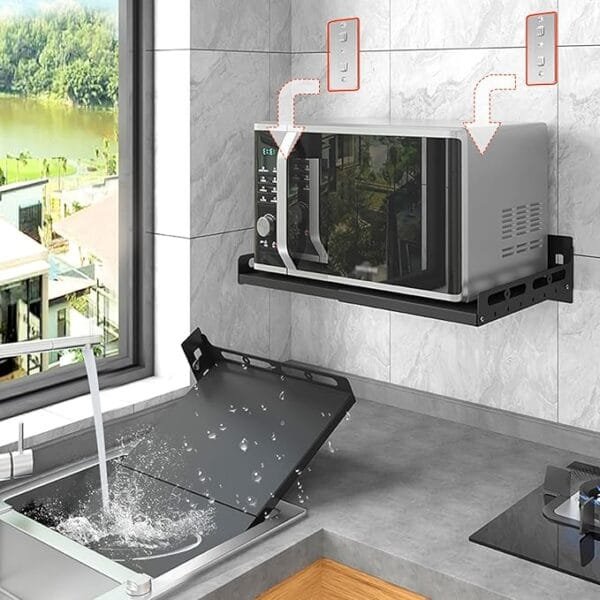 microwave oven storage rack wall-mounted