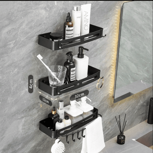 Bathroom Shelves rectangular Black - Image 3