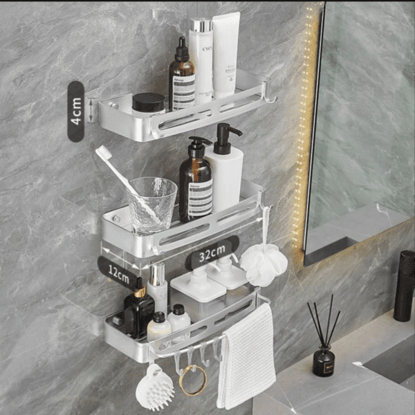 Bathroom Shelves rectangular white - Image 2