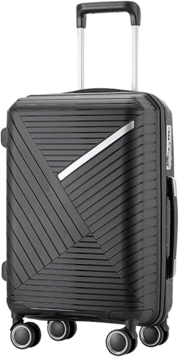 Suitcase Hard Luggage with TSA Lock Spinner Caster Soft PP Handle for Travel Black - Image 2