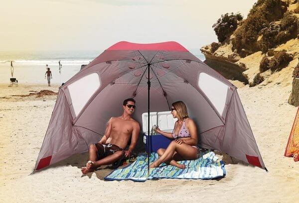 Umbrella Shelter for Sun and Rain Protection Red - Image 2